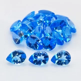 25.10 Cts. Swiss Blue Topaz 8x6mm Buff Top Pear Shape AAA Grade Gemstones Parcel - Total 20 Pcs.