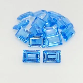 17.70 Cts. Swiss Blue Topaz 7x5mm Step Cut Baguette Shape AAA Grade Gemstones Parcel - Total 16 Pcs.