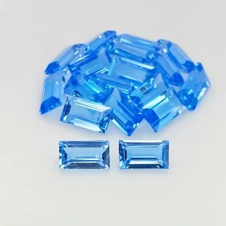 15.25 Cts. Swiss Blue Topaz 7x4mm Step Cut Baguette Shape AAA Grade Gemstones Parcel - Total 18 Pcs.