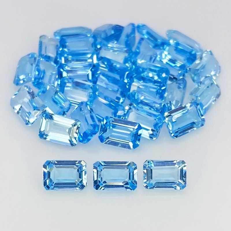 24.35 Cts. Swiss Blue Topaz 6x4mm Step Cut Octagon Shape AAA Grade Gemstones Parcel - Total 35 Pcs.