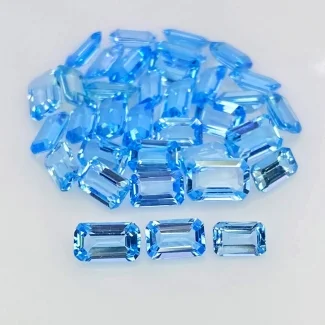 21.10 Cts. Swiss Blue Topaz 5.5x3.5-7x5mm Step Cut Octagon Shape AAA Grade Gemstones Parcel - Total 35 Pcs.