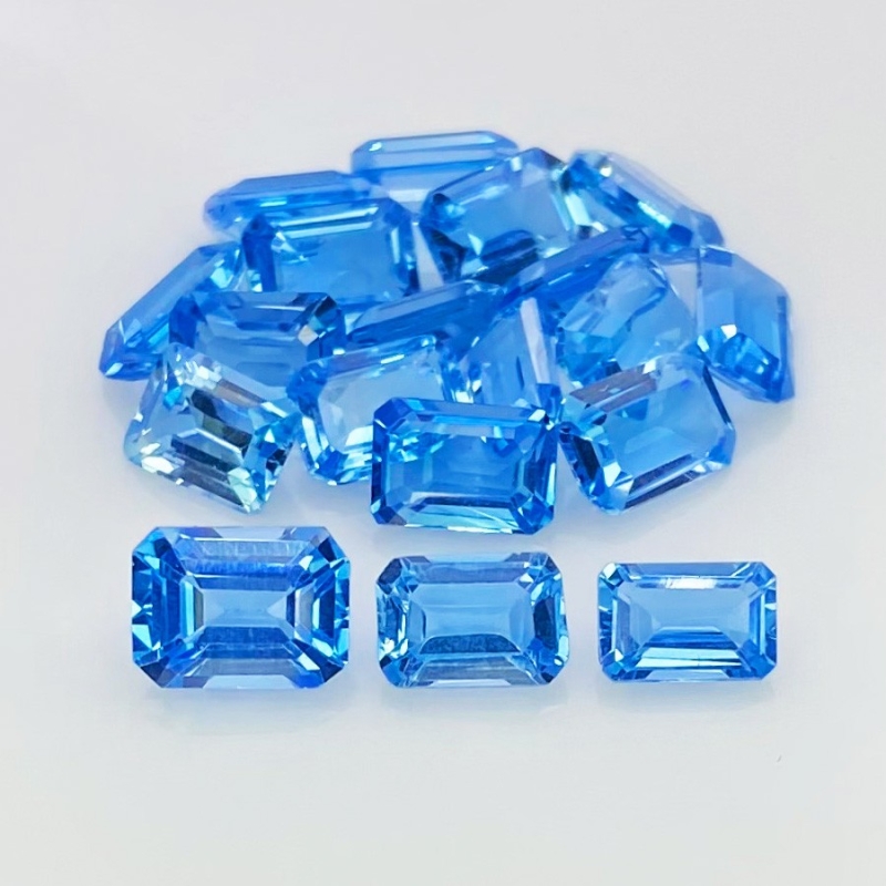 19.15 Cts. Swiss Blue Topaz 6x4-7.5x5.5mm Step Cut Octagon Shape AA Grade Gemstones Parcel - Total 19 Pcs.