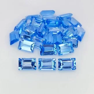 17.80 Cts. Swiss Blue Topaz 6x4mm Step Cut Baguette Shape AAA Grade Gemstones Parcel - Total 26 Pcs.