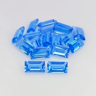 15.35 Cts. Swiss Blue Topaz 7x4mm Step Cut Baguette Shape AAA Grade Gemstones Parcel - Total 18 Pcs.