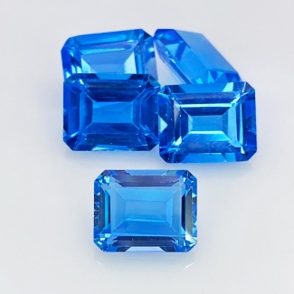 20.80 Cts. Swiss Blue Topaz 10X8mm Step Cut Octagon Shape AAA Grade Gemstones Parcel - Total 5 Pcs.