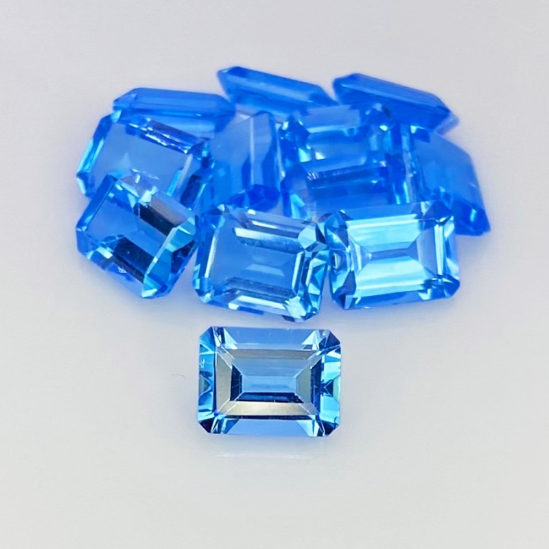 22.30 Cts. Swiss Blue Topaz 8x6mm Step Cut Octagon Shape AAA Grade Gemstones Parcel - Total 12 Pcs.