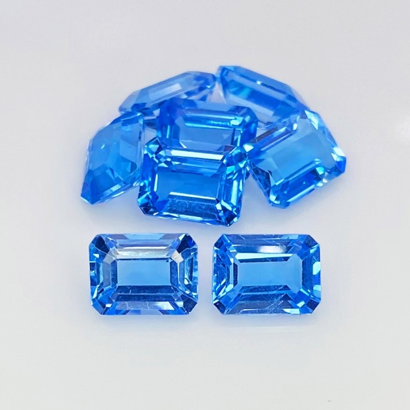 15 Cts. Swiss Blue Topaz 8x6mm Step Cut Octagon Shape AAA Grade Gemstones Parcel - Total 8 Pcs.