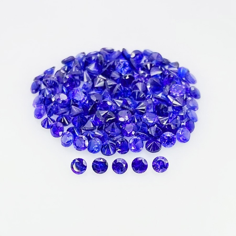  7.31 Carat Lab Blue Sapphire 2mm Faceted Round Shape AAA Grade Gemstones Parcel - Total 150 Pcs.