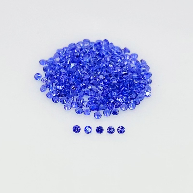  1.20 Cts. Lab Blue Sapphire 1mm Diamond Cut Round Shape AAA Grade Gemstones Parcel - Total 250 Pcs.