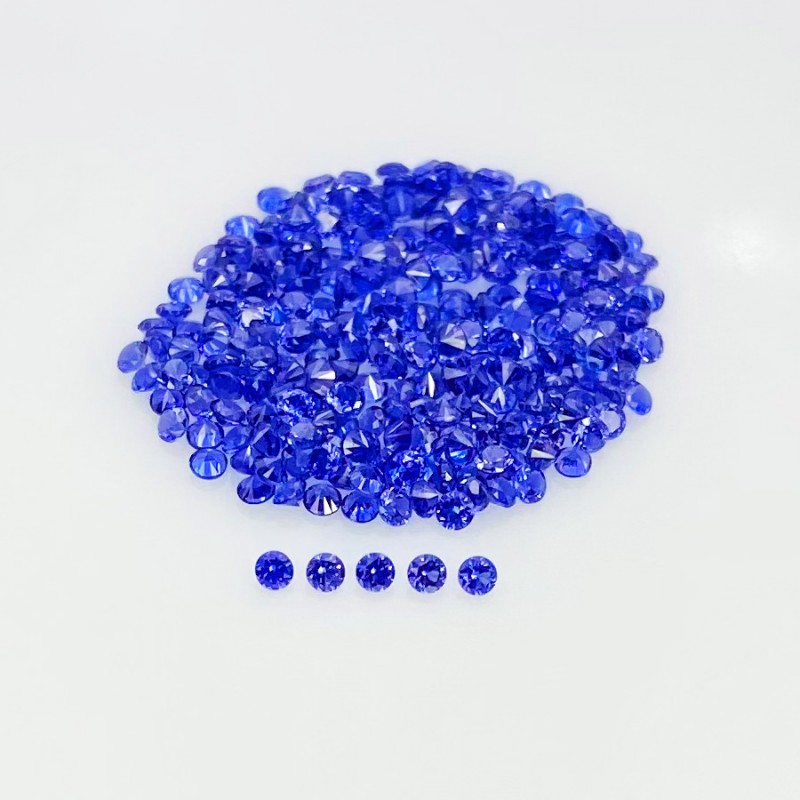  3.85 Cts. Lab Blue Sapphire 1.50mm Diamond Cut Round Shape AAA Grade Gemstones Parcel - Total 250 Pcs.