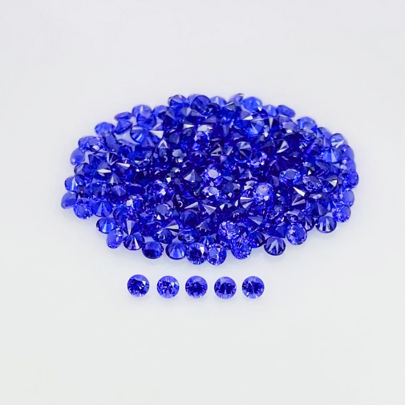  5.35 Cts. Lab Blue Sapphire 1.75mm Diamond Cut Round Shape AAA Grade Gemstones Parcel - Total 250 Pcs.