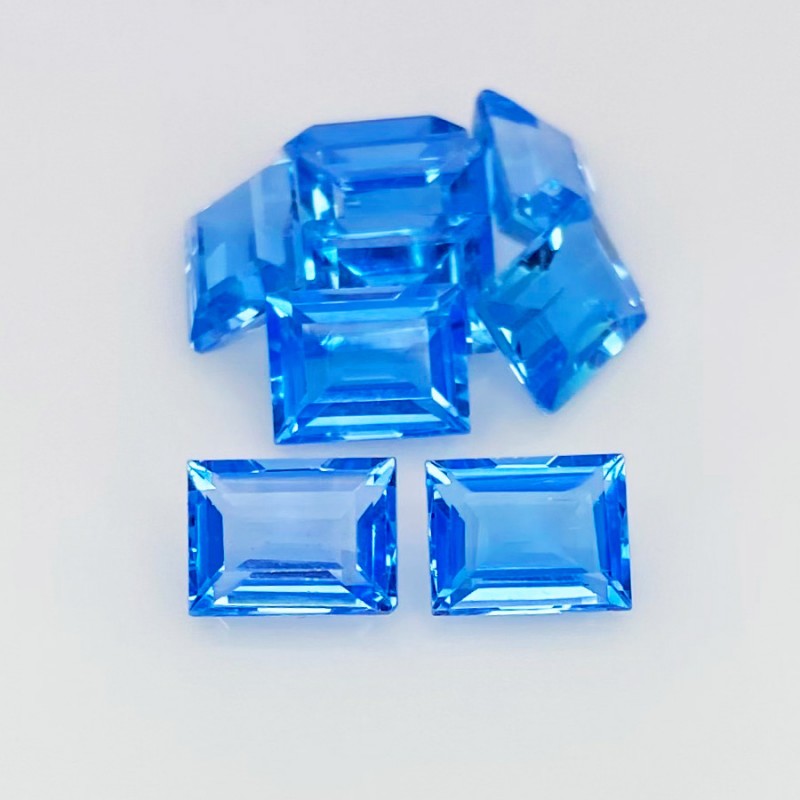 17 Cts. Swiss Blue Topaz 8x6mm Step Cut Baguette Shape AAA Grade Gemstones Parcel - Total 9 Pcs.