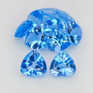 21.15 Cts. Swiss Blue Topaz 8mm Buff Top Trillion Shape AAA Grade Gemstones Parcel - Total 10 Pcs.