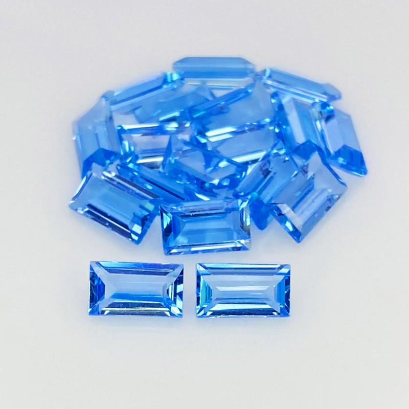 15.15 Cts. Swiss Blue Topaz 7x4mm Step Cut Baguette Shape AAA Grade Gemstones Parcel - Total 18 Pcs.