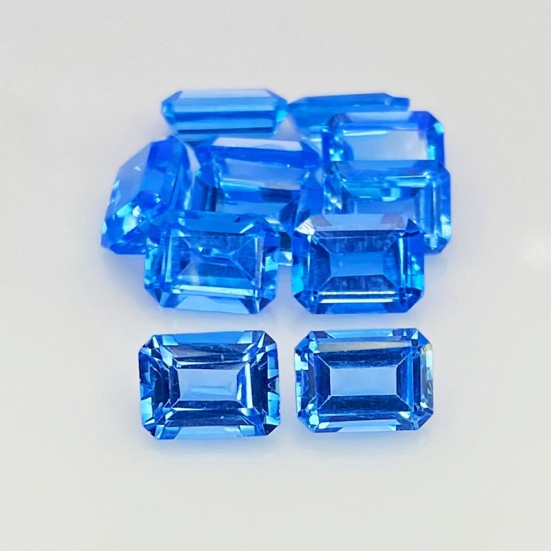 21.75 Cts. Swiss Blue Topaz 8x6mm Step Cut Octagon Shape AAA Grade Gemstones Parcel - Total 11 Pcs.