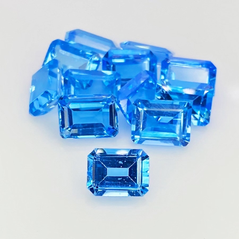 23.20 Cts. Swiss Blue Topaz 8x6mm Step Cut Octagon Shape AAA Grade Gemstones Parcel - Total 12 Pcs.