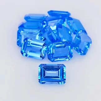 22.35 Cts. Swiss Blue Topaz 8x6mm Step Cut Octagon Shape AAA Grade Gemstones Parcel - Total 12 Pcs.
