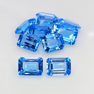 18.20 Cts. Swiss Blue Topaz 8x6mm Step Cut Octagon Shape AAA Grade Gemstones Parcel - Total 10 Pcs.