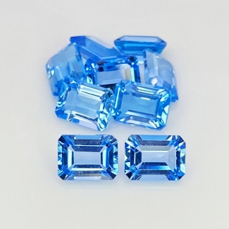 17.05 Cts. Swiss Blue Topaz 8x6mm Step Cut Octagon Shape AAA Grade Gemstones Parcel - Total 9 Pcs.