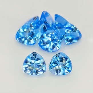 20.70 Cts. Swiss Blue Topaz 8mm Buff Top Trillion Shape AAA Grade Gemstones Parcel - Total 10 Pcs.