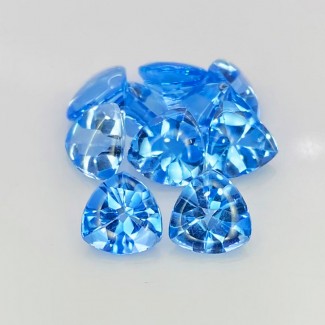 21.10 Cts. Swiss Blue Topaz 8mm Buff Top Trillion Shape AAA Grade Gemstones Parcel - Total 10 Pcs.