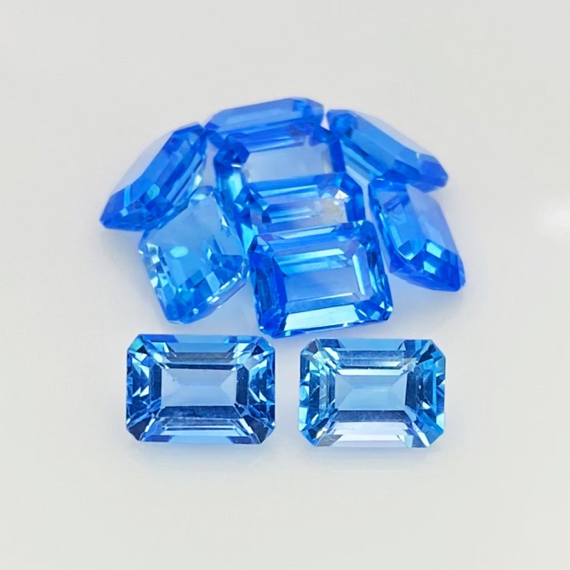 19.05 Cts. Swiss Blue Topaz 8x6mm Step Cut Octagon Shape AAA Grade Gemstones Parcel - Total 10 Pcs.