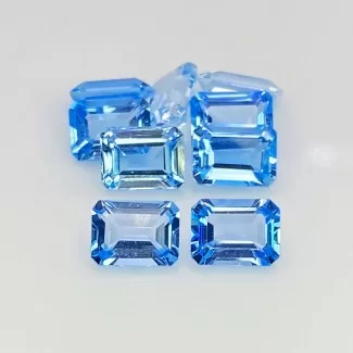 17 Cts. Swiss Blue Topaz 8x6mm Step Cut Octagon Shape AAA Grade Gemstones Parcel - Total 9 Pcs.