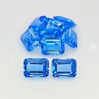 18.35 Cts. Swiss Blue Topaz 8x6-8.5x6.5mm Step Cut Octagon Shape AAA Grade Gemstones Parcel - Total 9 Pcs.