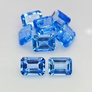 16.10 Cts. Swiss Blue Topaz 8x6mm Step Cut Octagon Shape AAA Grade Gemstones Parcel - Total 9 Pcs.