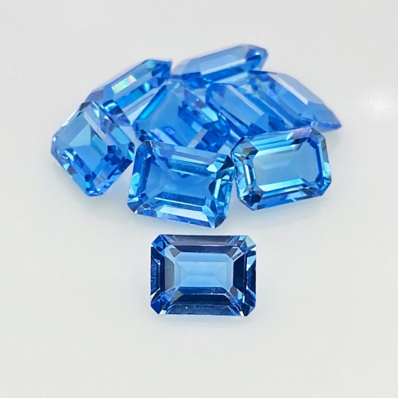 17.30 Cts. Swiss Blue Topaz 8x6mm Step Cut Octagon Shape AAA Grade Gemstones Parcel - Total 9 Pcs.