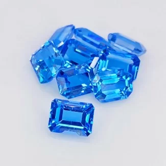 17.80 Cts. Swiss Blue Topaz 8x6mm Step Cut Octagon Shape AAA Grade Gemstones Parcel - Total 9 Pcs.
