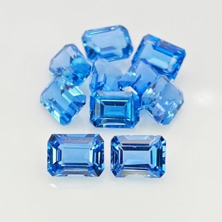 18.45 Cts. Swiss Blue Topaz 8x6mm Step Cut Octagon Shape AAA Grade Gemstones Parcel - Total 10 Pcs.