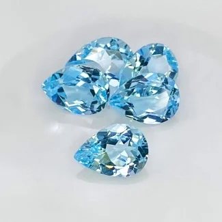31 Cts. Sky Blue Topaz 14x10mm Faceted Pear Shape AAA Grade Gemstones Parcel - Total 5 Pcs.