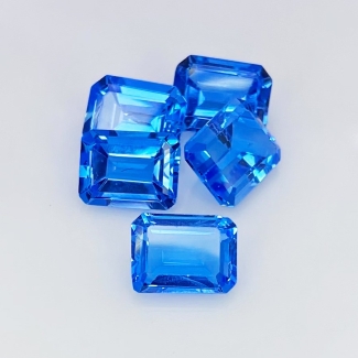 14.40 Cts. Swiss Blue Topaz 9x7mm Step Cut Octagon Shape AAA Grade Gemstones Parcel - Total 5 Pcs.