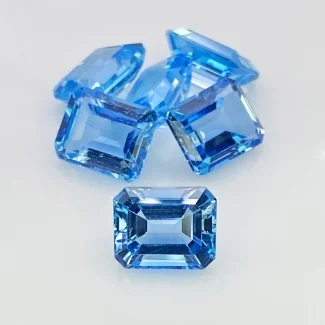 24.45 Cts. Swiss Blue Topaz 10X8mm Step Cut Octagon Shape AAA Grade Gemstones Parcel - Total 6 Pcs.