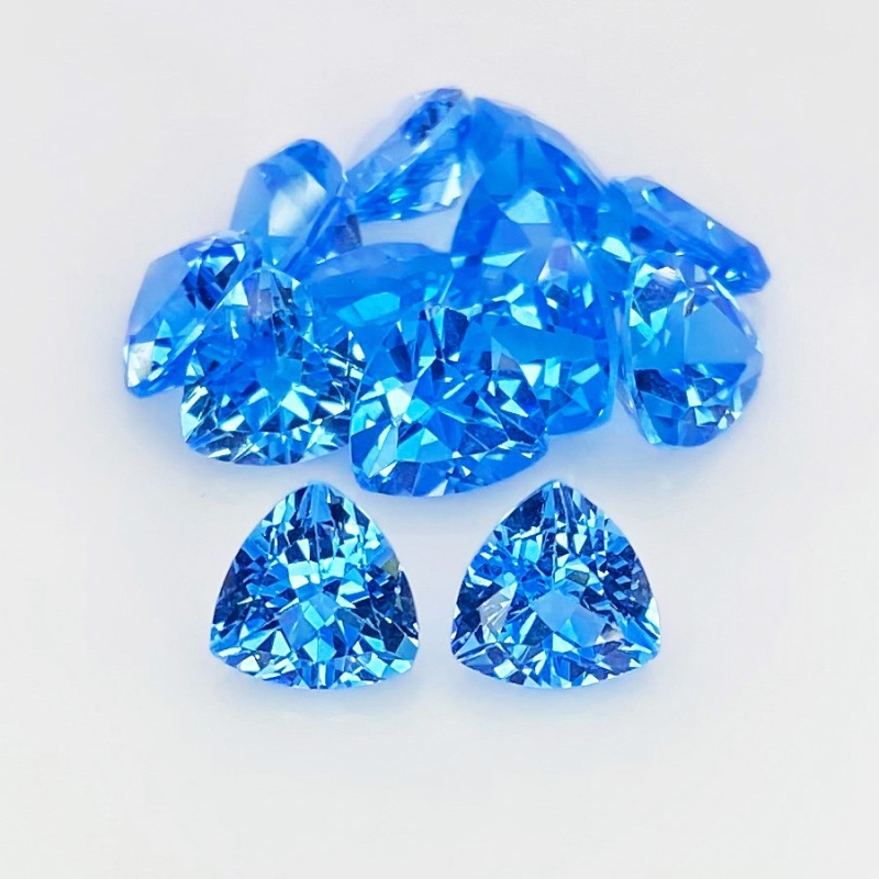 18.70 Cts. Swiss Blue Topaz 7mm Faceted Trillion Shape AAA Grade Gemstones Parcel - Total 13 Pcs.