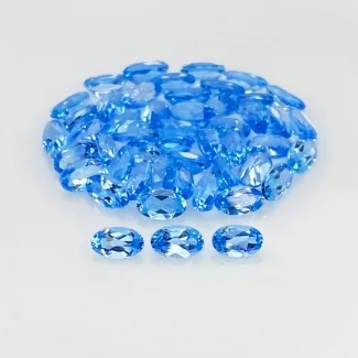 13.85 Cts. Swiss Blue Topaz 5x3mm Faceted Oval Shape AAA Grade Gemstones Parcel - Total 49 Pcs.