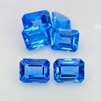 27.35 Cts. Swiss Blue Topaz 10x8-11x8.5mm Step Cut Octagon Shape AAA Grade Gemstones Parcel - Total 6 Pcs.