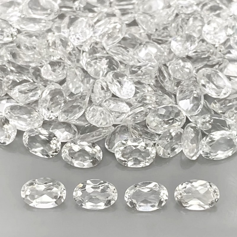100.70 Cts. White Topaz 6x4mm Faceted Oval Shape AAA Grade Gemstones Parcel - Total 200 Pcs.