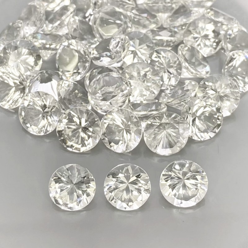 182.1 Carat Crystal Quartz 10mm Diamond Cut Round Shape AAA Grade Gemstones Parcel - Total 54 Pcs.