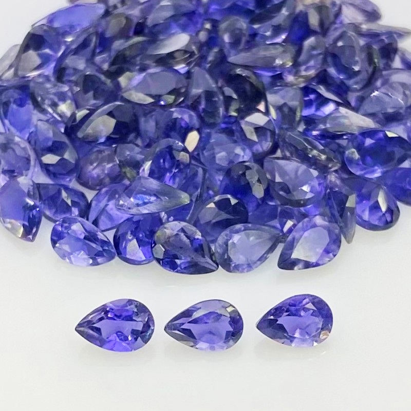 40.65 Cts. Iolite 6x4mm Faceted Pear Shape AA Grade Gemstones Parcel - Total 115 Pcs.