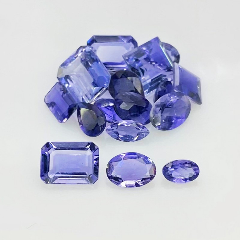 9.96 Cts. Iolite 0.20-1.70Cts. Faceted Mix Shape AA Grade Gemstones Parcel - Total 17 Pcs.