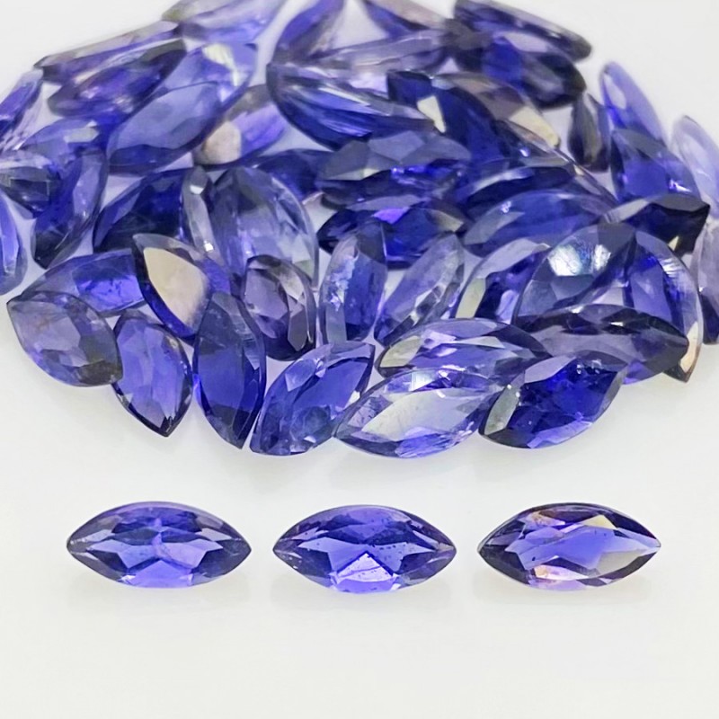 24.25 Cts. Iolite 8x4mm Faceted Marquise Shape AA Grade Gemstones Parcel - Total 56 Pcs.