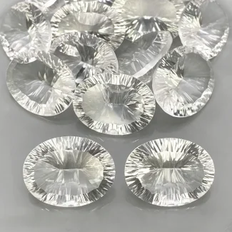  221.55 Carat Crystal Quartz 20x15mm Diamond Cut Oval Shape AAA Grade Gemstones Parcel - Total 15 Pcs.