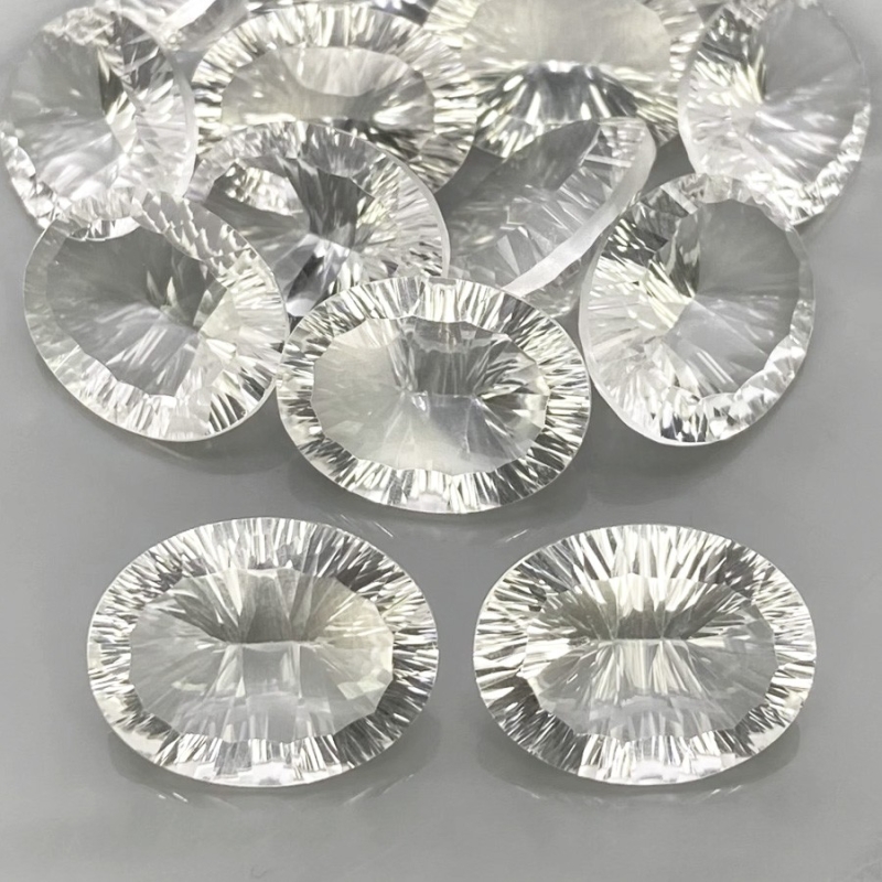 221.55 Carat Crystal Quartz 20x15mm Diamond Cut Oval Shape AAA Grade Gemstones Parcel - Total 15 Pcs.