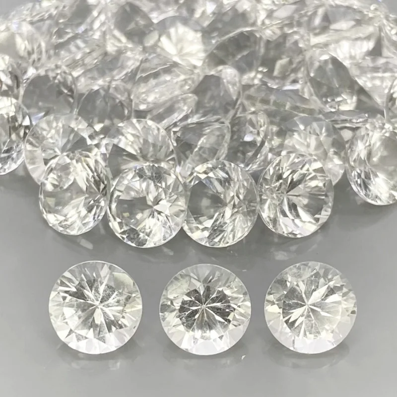 143.50 Cts. Crystal Quartz 9mm Diamond Cut Round Shape AAA Grade Gemstones Parcel - Total 60 Pcs.