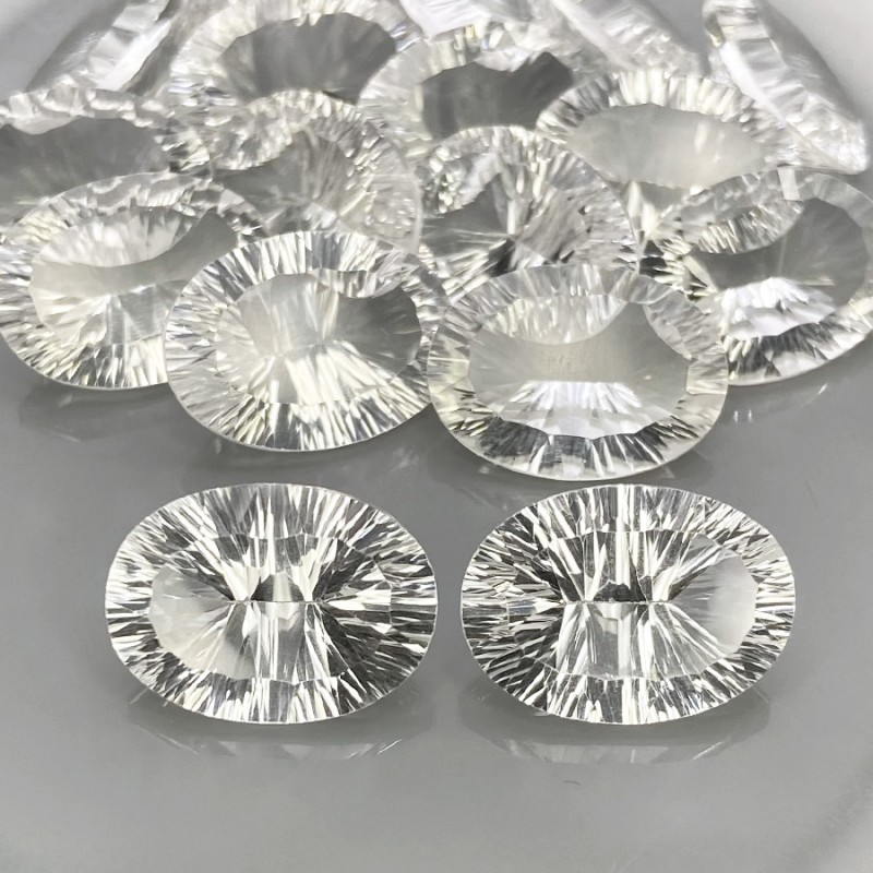 182.55 Cts. Crystal Quartz 18x13mm Diamond Cut Oval Shape AAA Grade Gemstones Parcel - Total 17 Pcs.