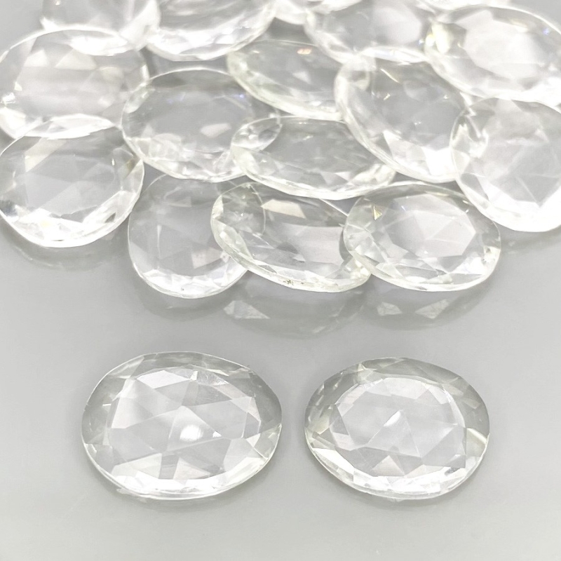 67.30 Carat Crystal Quartz 13-15mm Rose Cut Irregular Shape AAA Grade Gemstones Parcel - Total 19 Pcs.