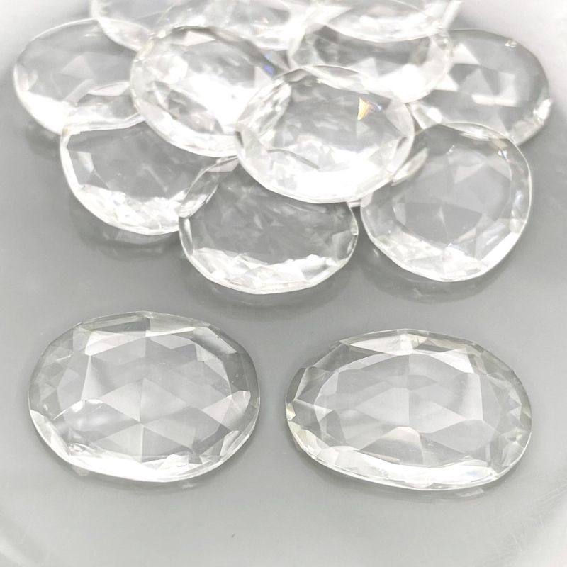 156.15 Carat Crystal Quartz 20-24mm Rose Cut Irregular Shape AAA Grade Gemstones Parcel - Total 15 Pcs.