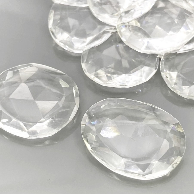 156.15 Carat Crystal Quartz 20-24mm Rose Cut Irregular Shape AAA Grade Gemstones Parcel - Total 15 Pcs.